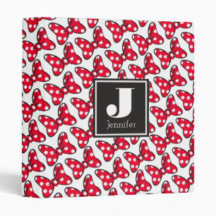 Trendy Minnie   Polka Dot Bow Monogram 3 Ring Binder