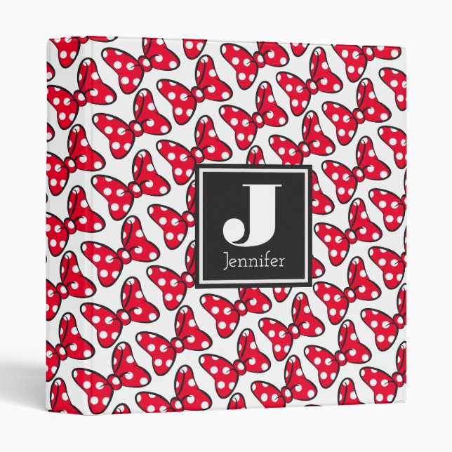 Trendy Minnie | Polka Dot Bow Monogram 3 Ring Binder (Front/Spine)