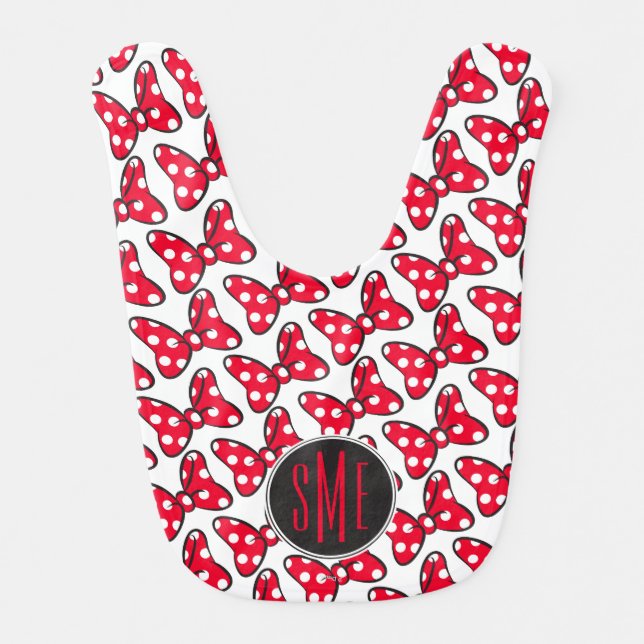 Trendy Minnie | Polka Dot Bow Monogram Bib (Front)