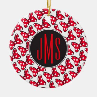 Trendy Minnie | Polka Dot Bow Monogram Ceramic Ornament