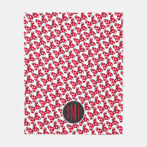 Trendy Minnie  Polka Dot Bow Monogram Fleece Blanket