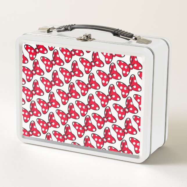 Trendy Minnie | Polka Dot Bow Monogram Metal Lunch Box (Front)