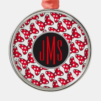 Trendy Minnie | Polka Dot Bow Monogram Metal Ornament