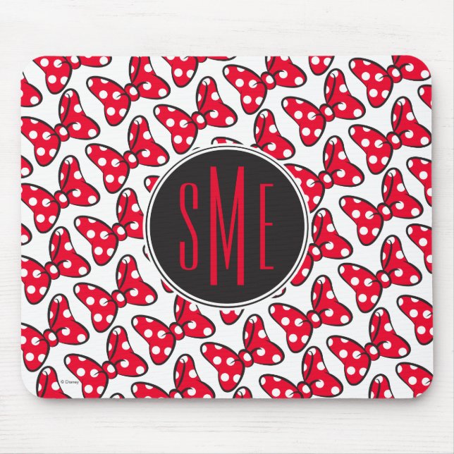 Trendy Minnie | Polka Dot Bow Monogram Mouse Pad (Front)