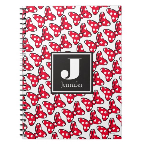 Trendy Minnie  Polka Dot Bow Monogram Notebook