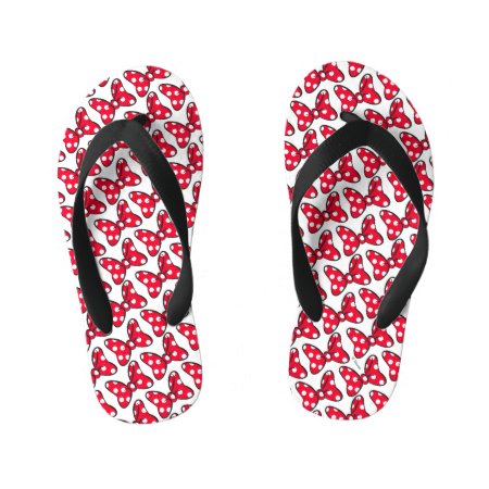Trendy Minnie | Polka Dot Bow Pattern Kid's Flip Flops