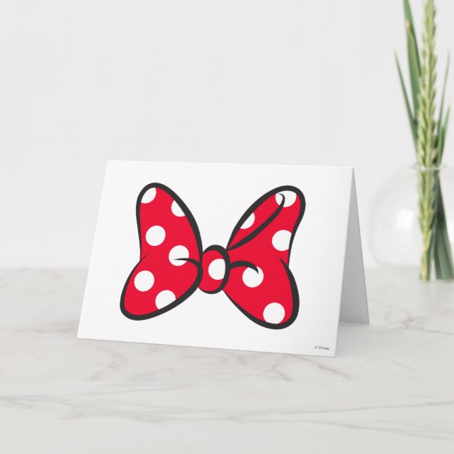 Trendy Minnie | Red Polka Dot Bow Card (Front)