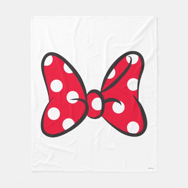 Trendy Minnie | Red Polka Dot Bow Fleece Blanket (Front)