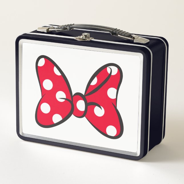 Trendy Minnie | Red Polka Dot Bow - Personalized Metal Lunch Box (Front)