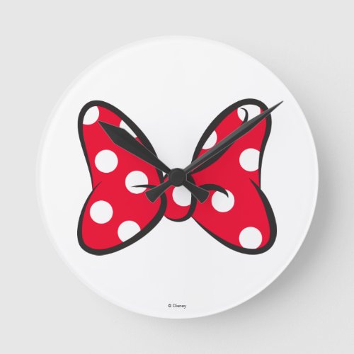 Trendy Minnie  Red Polka Dot Bow Round Clock