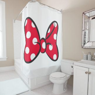 Trendy Minnie | Red Polka Dot Bow Shower Curtain