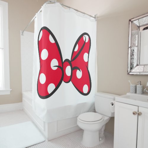 Trendy Minnie  Red Polka Dot Bow Shower Curtain
