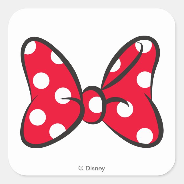 Trendy Minnie | Red Polka Dot Bow Square Sticker (Front)