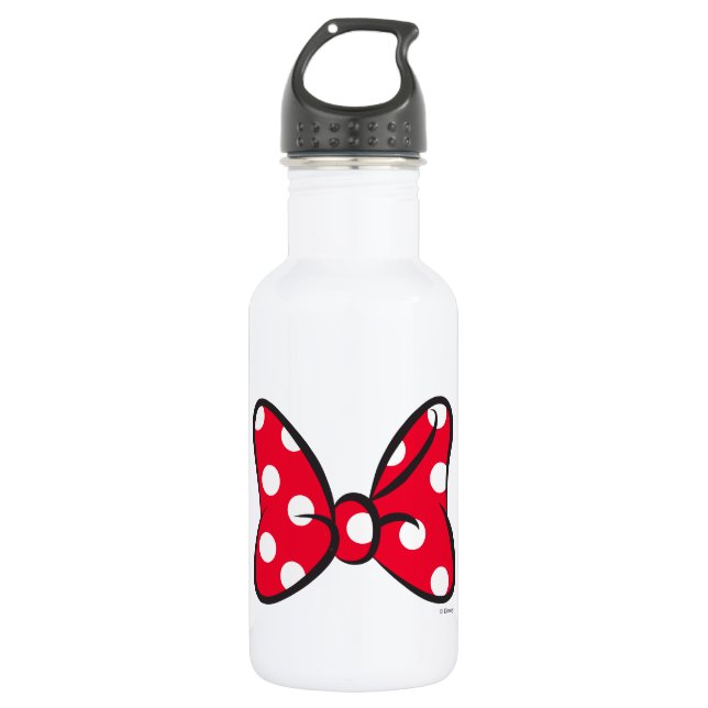 Trendy Minnie | Red Polka Dot Bow Stainless Steel Water Bottle (Front)