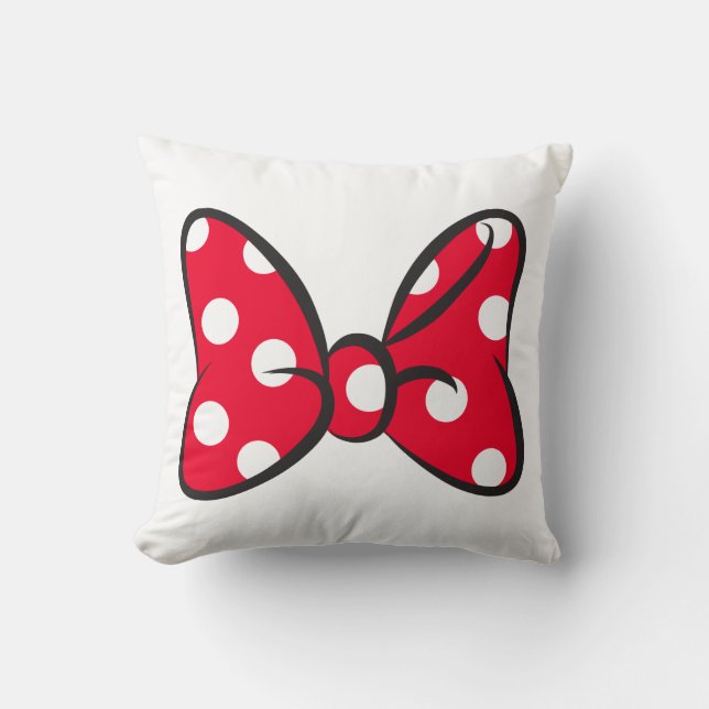 Trendy Minnie | Red Polka Dot Bow Throw Pillow (Front)