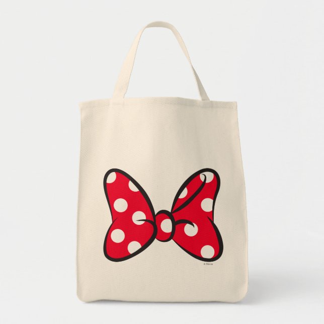 Trendy Minnie | Red Polka Dot Bow Tote Bag (Front)