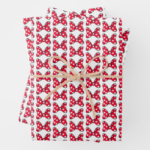 Trendy Minnie   Red Polka Dot Bow Wrapping Paper Sheets