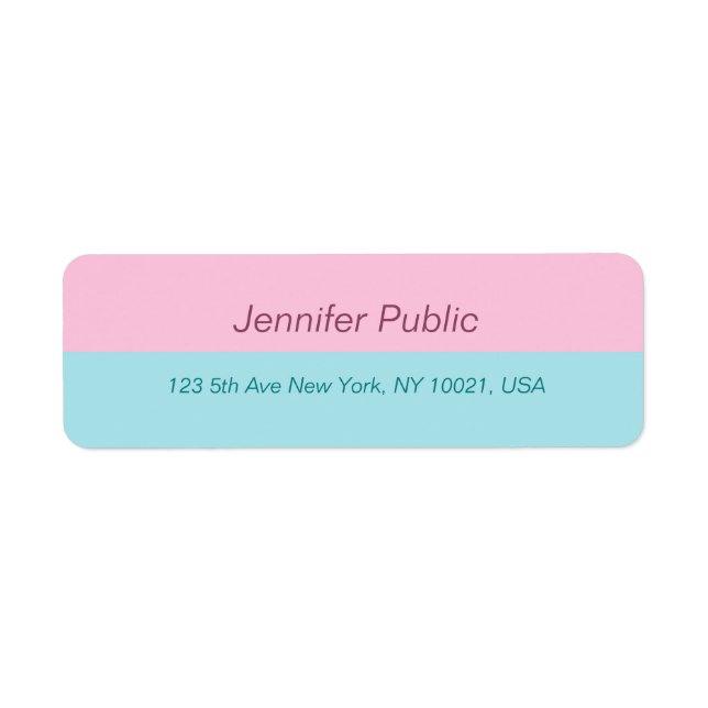 Trendy Mint Blue Blush Pink Elegant Return Address Label (Front)