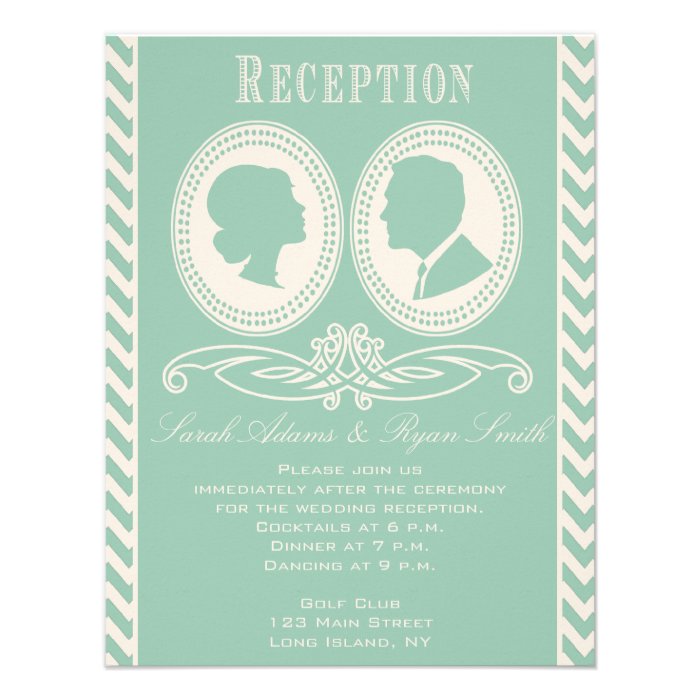 Trendy Mint Chevron & Script Reception Invitation