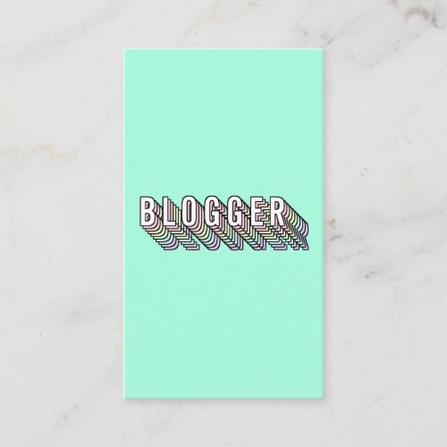 Trendy mint green 3d typography blogger minimal business card