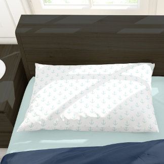 Trendy Mint Green Anchors Pattern Pillowcase