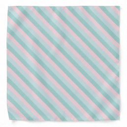 Trendy Mint Green Blush Pink Striped Pastel Colors Bandana
