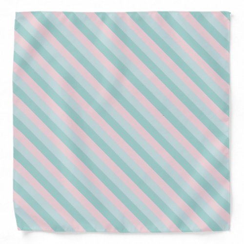 Trendy Mint Green Blush Pink Striped Pastel Colors Bandana