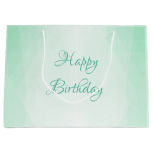 Trendy Mint Green Color Happy Birthday Text Modern Large Gift Bag