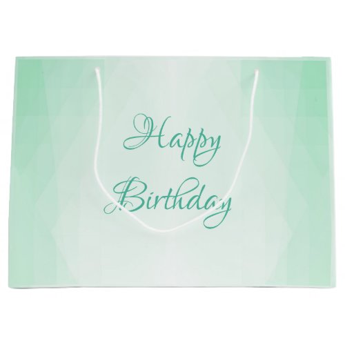 Trendy Mint Green Color Happy Birthday Text Modern Large Gift Bag