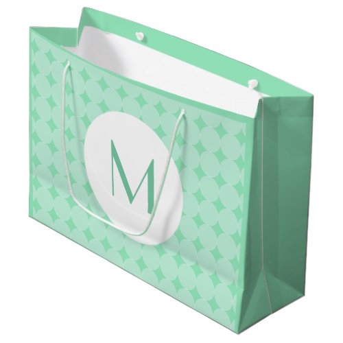 Trendy Mint Green Color Monogram Elegant Modern Large Gift Bag