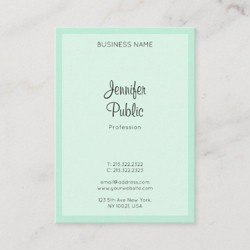 Trendy Mint Green Elegant Handwritten Script Name Business Card