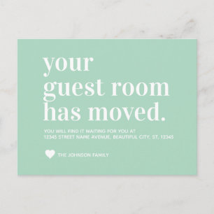 Trendy Mint Green Guest Room Moving Announcement Postcard