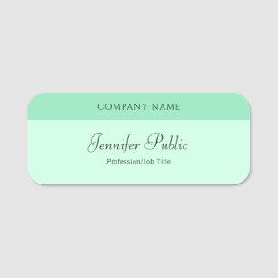 Trendy Mint Green Modern Hand Name Script Elegant Name Tag