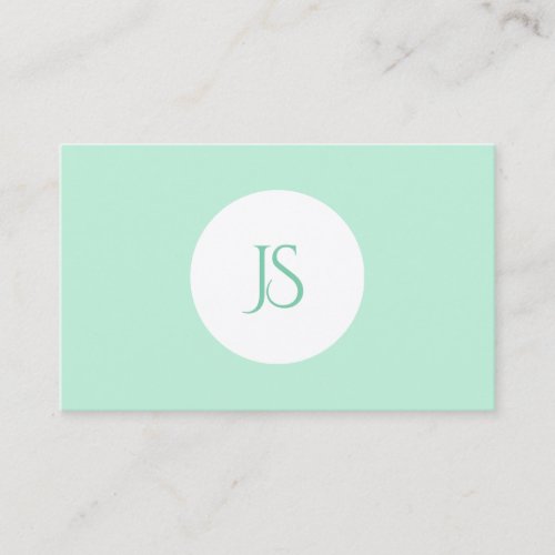 Trendy Mint Green Modern Monogrammed Template Business Card