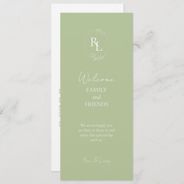 Trendy Mint Green Monogrammed Initials Wedding Program (Front/Back)