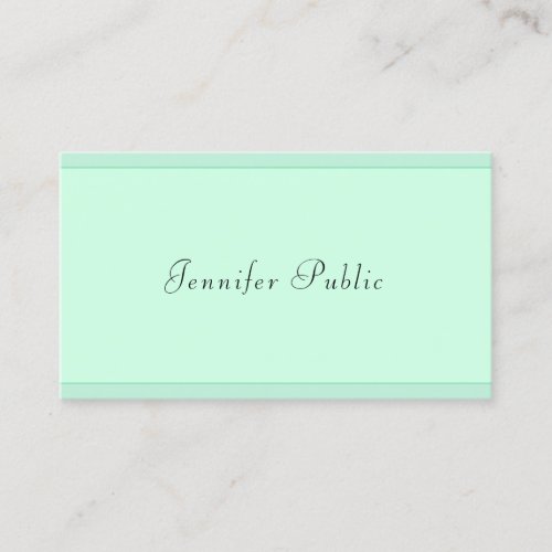 Trendy Mint Green Template Modern Script Monogram Business Card