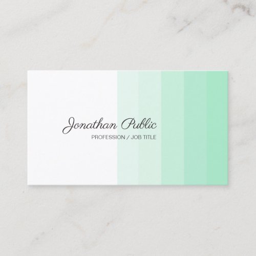 Trendy Mint Green White Handwritten Script Name Business Card