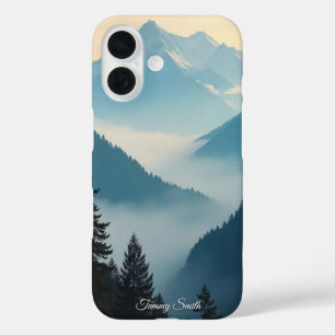 Trendy Misty Mountain Serenity Nature View iPhone 16 Case