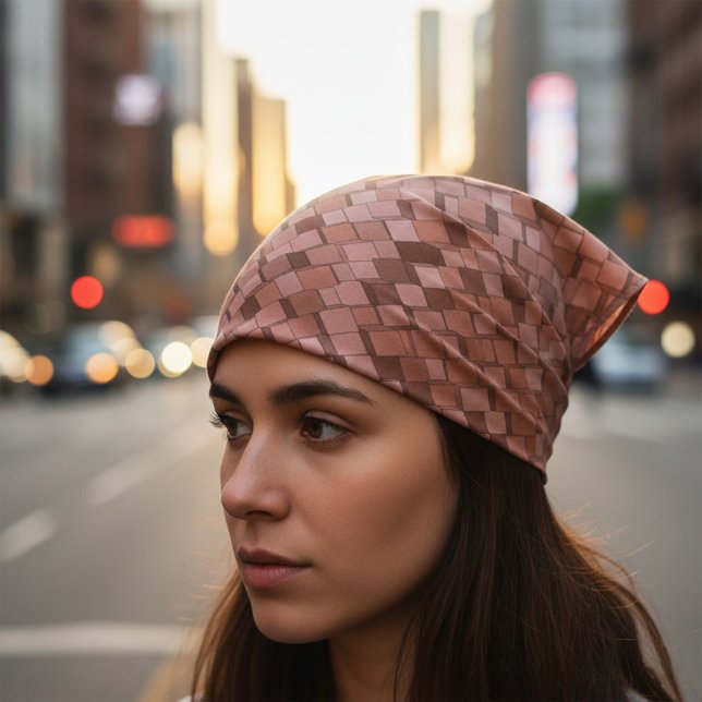 Trendy Mocha Mousse 3D Cube Pattern Bandana (Creator Uploaded)