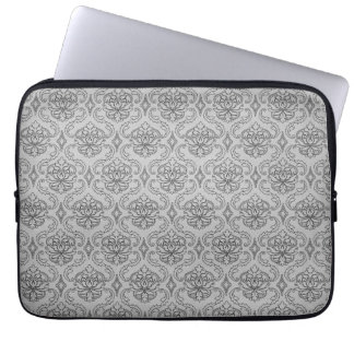 Trendy & Mod Black Gray Damask Laptop Sleeve