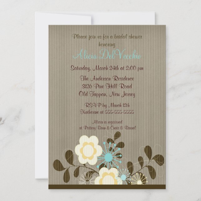 Trendy Mod Flower Bridal Shower Invitation (Front)