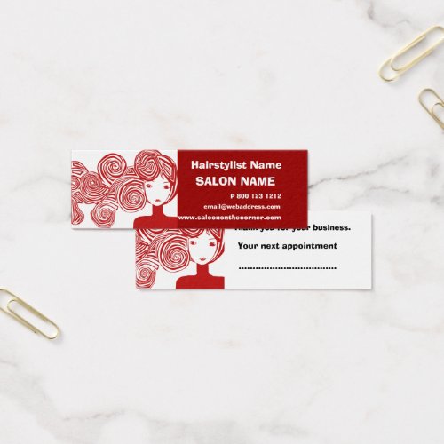 Red Hair Lady Classic Salon Hair Stylist Business Card Templates