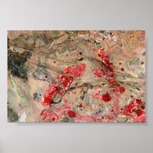 Trendy Modern Abstract Art Black Red Brown Green Poster
