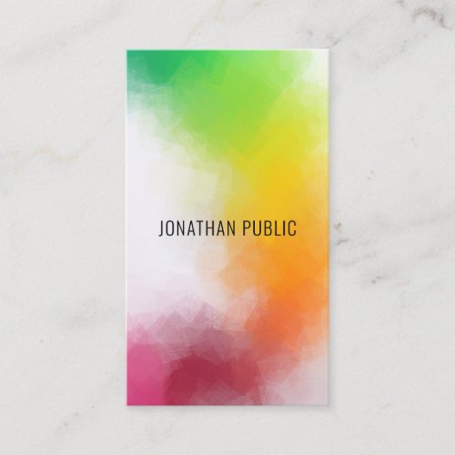 Trendy Modern Abstract Art Elegant Colorful Business Card