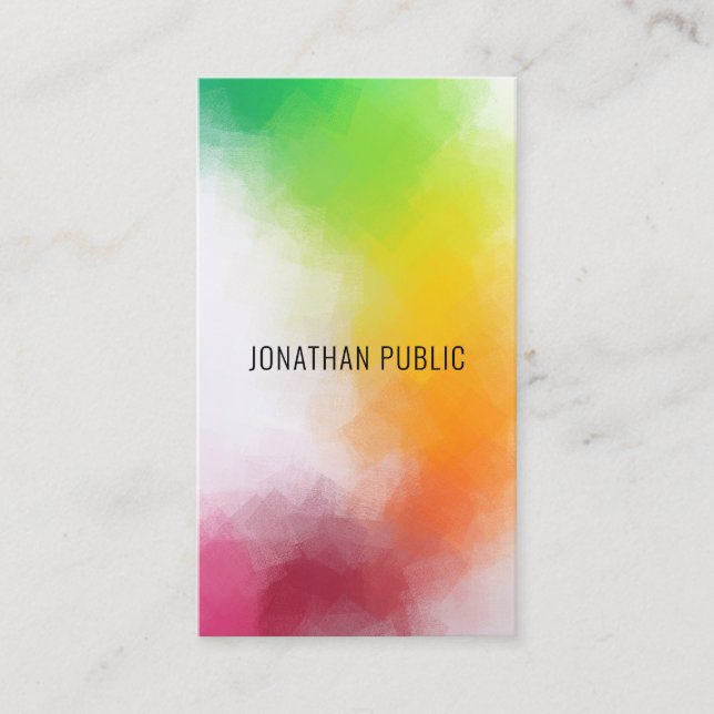 Trendy Modern Abstract Art Elegant Colorful Business Card (Front)