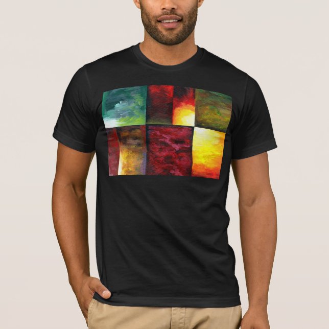 Trendy Modern Abstract Art Painting Template Black T-Shirt (Front)