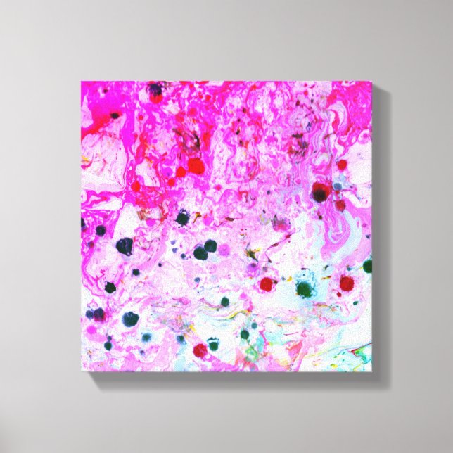 Trendy Modern Abstract Art Pink Red Green Canvas Print (Front)