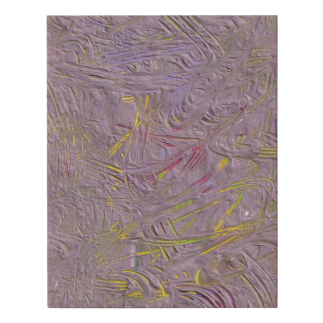 Trendy Modern Abstract Art Pink Yellow Green Faux Canvas Print (Front)