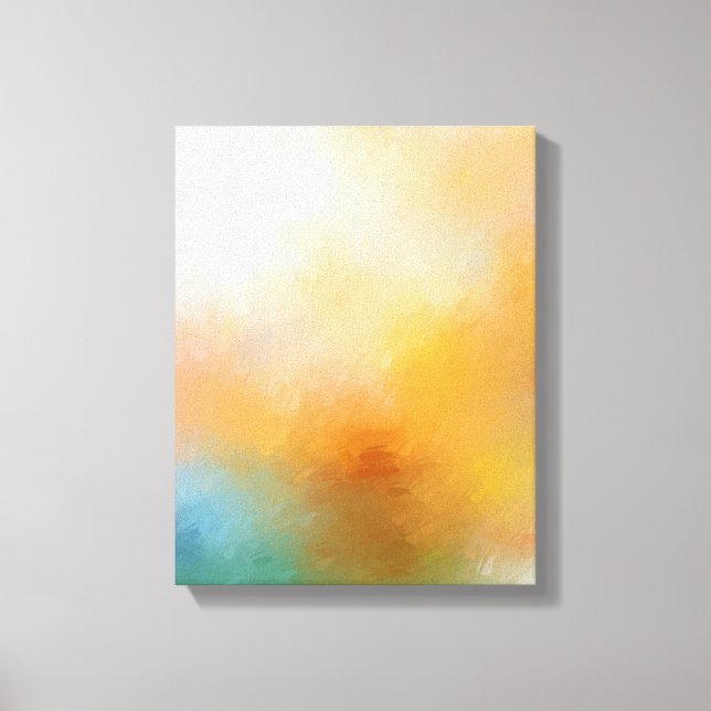 Trendy Modern Abstract Art Red Yellow Blue Green Canvas Print (Front)