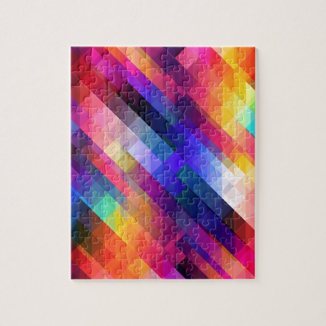 Trendy Modern Abstract Colorful Geometric Pattern Jigsaw Puzzle (Vertical)